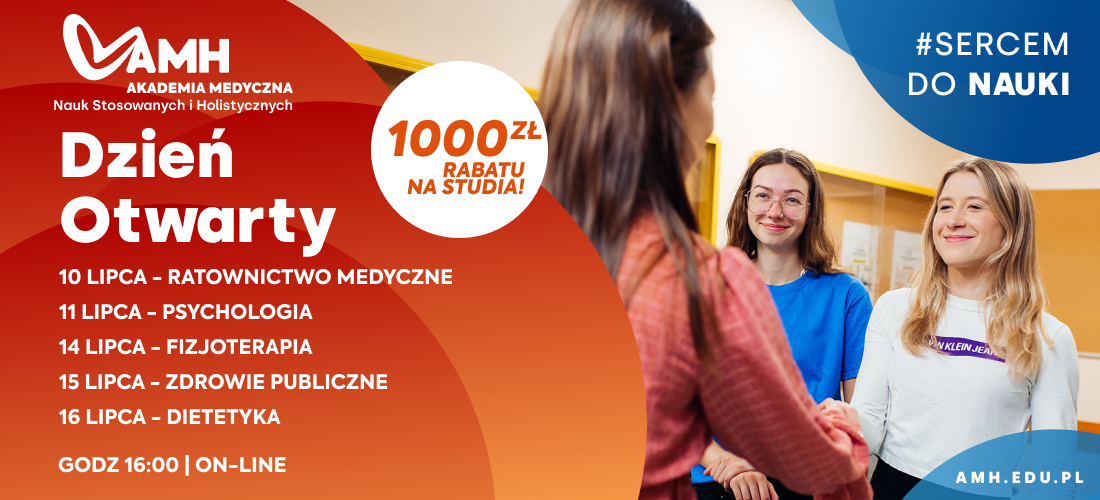 Zapisz się na Dzień Otwarty online w AMH i odbierz 1000 zł zniżki na studia